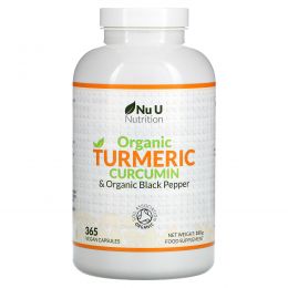 Nu U Nutrition, Organic Turmeric Curcumin & Organic Black Pepper, 365 Vegan Capsules