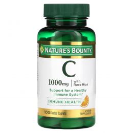 Nature's Bounty, Витамин C-1000 плюс шиповник, 100 капсуловидных таблеток с покрытием