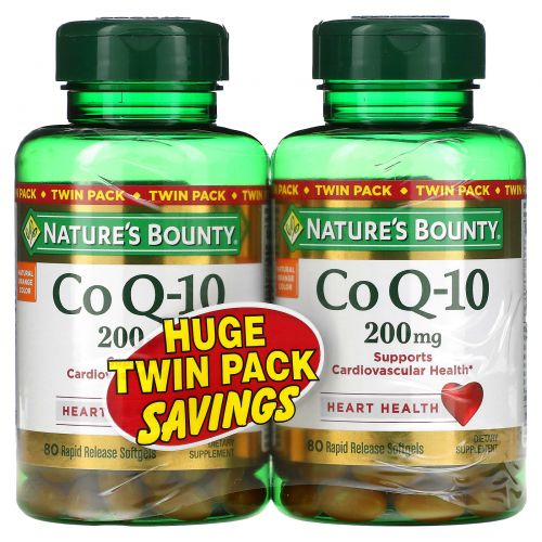 Nature's Bounty, Co Q-10, Twin Pack, 200 mg, 80 Rapid Release Softgels Each