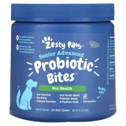 Zesty Paws, Advanced Probiotic Bites for Dogs, Digestion, Seniors, Chicken Flavor, 90 Soft Chews, 12.7 oz (360 g)