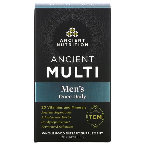 Dr. Axe / Ancient Nutrition, Ancient Multi, ежедневный прием для мужчин, 30 капсул