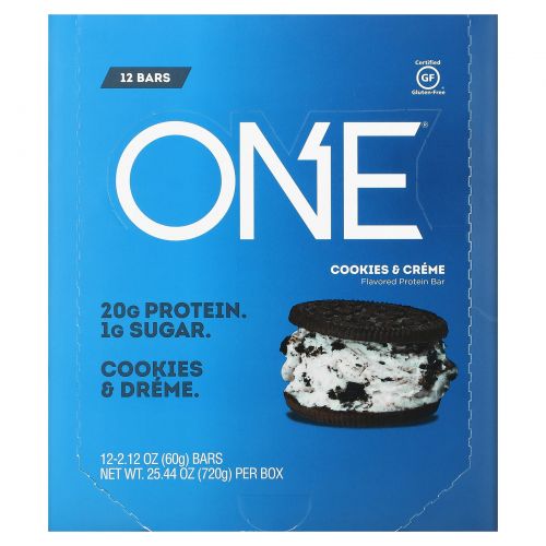 Oh Yeah!, One Bar, Cookies & Cream, 12 Bars, 2.12 oz (60 g) Each