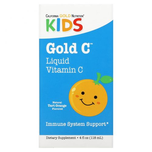 California Gold Nutrition, Жидкий витамин C для детей, с апельсиновым вкусом, 4 жидких унции (118 мл)