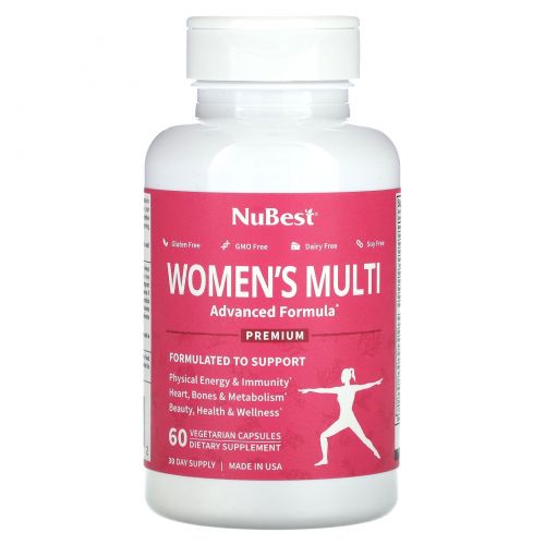 NuBest, Премиальный мультивитамин для женщин, 60 вегетарианских капсул