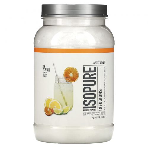 Isopure, Infusions, протеиновый порошок, цитрусовый лимонад, 900 г (1,98 фунта)