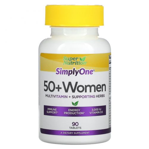 Super Nutrition, Simply One, тройная сила для женщин старше 50 лет, 90 таблеток