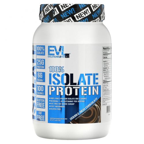 EVLution Nutrition, 100% изолят, двойной насыщенный шоколад, 726 г (1,6 фунта)