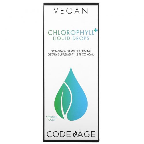 CodeAge, Vegan Chlorophyll + Liquid Drops, перечная мята, 50 мг, 60 мл (2 жидк. Унции)