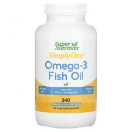 Super Nutrition, рыбий жир с омега-3, 1000 мг, 240 капсул из рыбьего желатина
