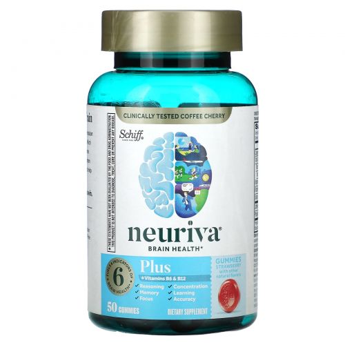 Schiff, Neuriva Brain Performance, Plus, Strawberry, 50 Gummies