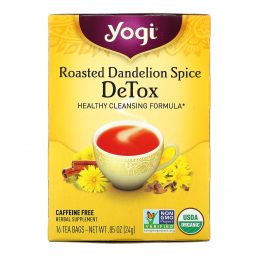 Yogi Tea, Чай для выведения токсинов, с поджаренным одуванчиком и специями, 16 пакетиков, 0.85 унций (24 г)