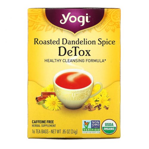 Yogi Tea, Чай для выведения токсинов, с поджаренным одуванчиком и специями, 16 пакетиков, 0.85 унций (24 г)