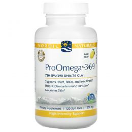 Nordic Naturals, ProOmega-3-6-9, Lemon Flavor, 1000 mg, 120 Soft Gels