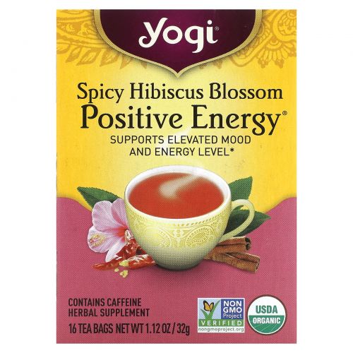 Yogi Tea, Spicy Hibiscus Blossom Positive Energy, 16 Tea Bags, 1.12 oz (32 g)