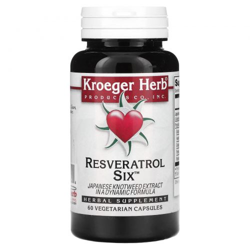 Kroeger Herb Co, Ресвератрол шесть, 60 вегетарианских капсул