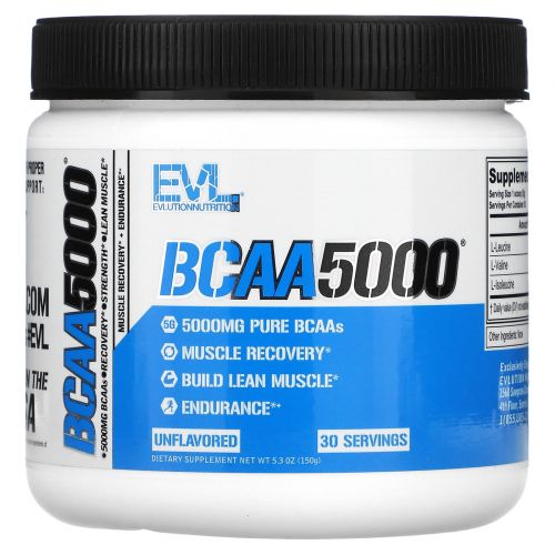 EVLution Nutrition, BCAA5000, без вкусовых добавок, 150 г (5,3 унции)