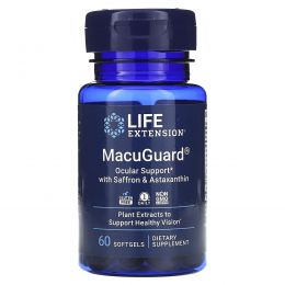 Life Extension, MacuGuard, Ocular Support with Astaxanthin (MacuGuard, поддержка глаз с астаксантином), 60 гелевых капсул