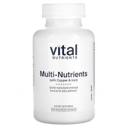 Vital Nutrients, Мультиэлементы (с медью и железом), 180 вегетарианских капсул