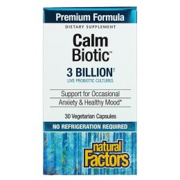 Natural Factors, Calm Biotic, 30 вегетарианских капсул
