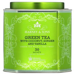 Harney & Sons, Green Tea with Coconut, Ginger and Vanilla, 30 Sachets, 2.67 oz (75 g)