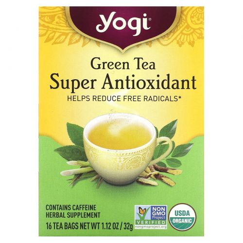 Yogi Tea, Зеленый чай, Super Antioxidant, 16 чайных пакетиков, 1,12 унции (32 г)