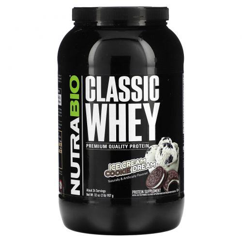 Nutrabio Labs, Classic Whey Protein, мороженое с печеньем, 907 г (2 фунта)