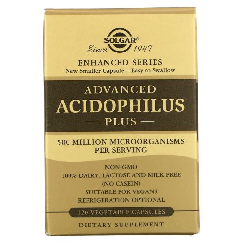 Solgar, Advanced Acidophilus Plus, 120 растительных капсул