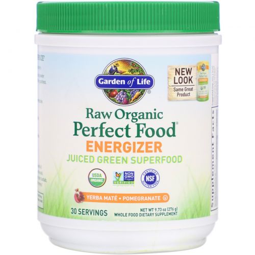 Garden of Life, Raw Organic Perfect Food Energizer, гранат - мате из падуба парагвайского, 9,8 унций (279 г)