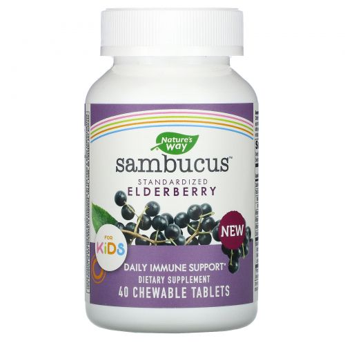 Nature's Way, Sambucus for Kids, Standardized Elderberry, 40 Chewable Tablets