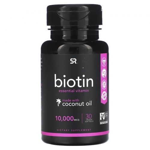 Sports Research, Biotin with Organic Coconut Oil, 10,000 mcg, 30 Veggie Softgels