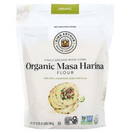 King Arthur Flour, Органическая маса-харина из белой кукурузы мелкого помола, 907 г (2 фунта)